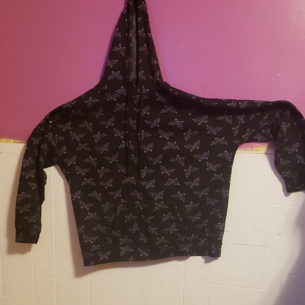 Black Hoodie with Butterfly Print